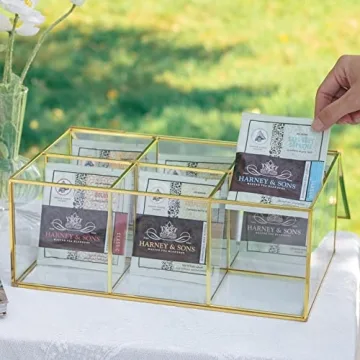 Large Glass Tea Bags Organizer Box for Stylish Storage