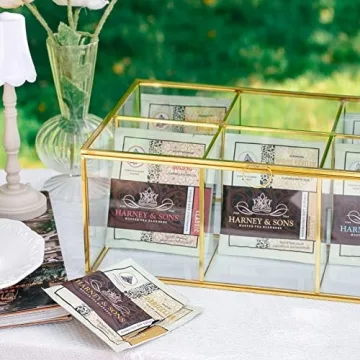 Large Glass Tea Bags Organizer Box for Stylish Storage