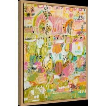 Amanti Art Framed Canvas Wall Art 24x18 Boho Garden I by Karen Fields, Abstract Modern Decor Canvas ...