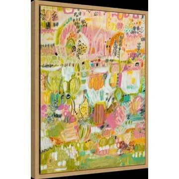 Amanti Art Framed Canvas Wall Art 24x18 Boho Garden I by Karen Fields, Abstract Modern Decor Canvas ...