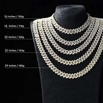 nkjegol Cuban Chain Necklaces Silver/Gold Cuban Link Chains Mens Iced Out Miami Bling Diamond Hip Hop Jewelry for Women (16 inch, Gold)