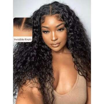 UNICE Bye Bye Knots Glueless Wig Pre Plucked Pre Cut Water Wave 7x5 Lace Front Wigs Human Hair Wet a...