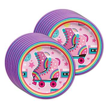 Roller Skating Birthday Party Supplies Set Plates Napkins Cups Tableware Kit for 16