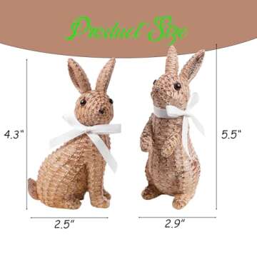 SafeSir Easter Bunny Decor, Rattan Effect Resin Bunny Statue, Easter Table Decoration Spring Indoor ...