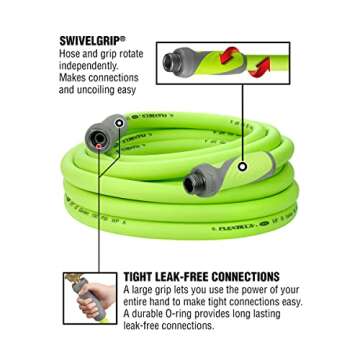 Flexzilla Garden Hose with SwivelGrip, 5/8 in. x 25 ft., Heavy Duty, Lightweight, Drinking Water Safe, ZillaGreen - HFZG525YWS-E