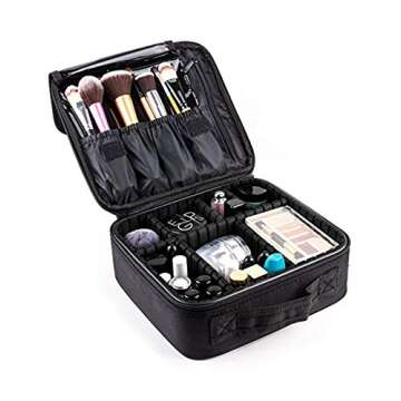 Travel Makeup Case Professional Travel Makeup Train Case 10'' Makeup Cosmetic Case Organizer Adjustable Dividers Travel Makeup Bag for Nail Tool,Makeup Brush,Toiletry,Jewelry and Digital Accessories