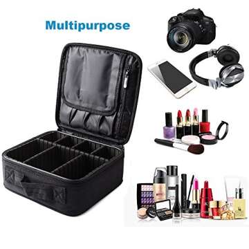 Travel Makeup Case Professional Travel Makeup Train Case 10'' Makeup Cosmetic Case Organizer Adjustable Dividers Travel Makeup Bag for Nail Tool,Makeup Brush,Toiletry,Jewelry and Digital Accessories