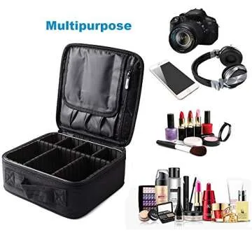 Travel Makeup Case Professional Travel Makeup Train Case 10'' Makeup Cosmetic Case Organizer Adjustable Dividers Travel Makeup Bag for Nail Tool,Makeup Brush,Toiletry,Jewelry and Digital Accessories