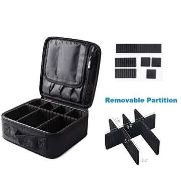 Travel Makeup Case Professional Travel Makeup Train Case 10'' Makeup Cosmetic Case Organizer Adjustable Dividers Travel Makeup Bag for Nail Tool,Makeup Brush,Toiletry,Jewelry and Digital Accessories