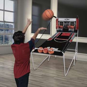 Rally and Roar 2 Player Indoor Hoop Basketball Arcade Game w/Preset Games and Scoreboard