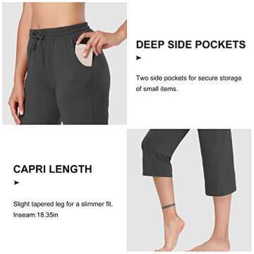 DIBAOLONG Womens Yoga Pants Capri Wide Leg Comfy Drawstring Loose Lounge Workout Pants with Pockets Dark Gray XXL
