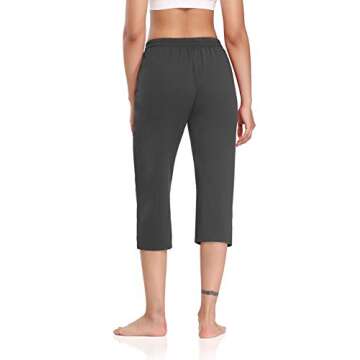 DIBAOLONG Womens Yoga Pants Capri Wide Leg Comfy Drawstring Loose Lounge Workout Pants with Pockets Dark Gray XXL