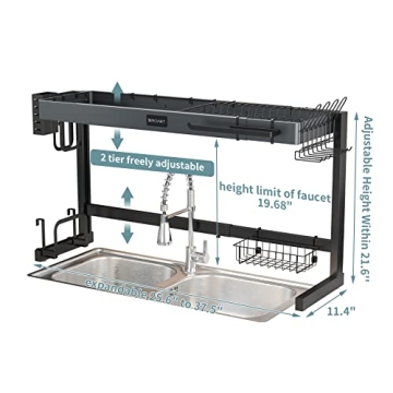 Adjustable Stainless Steel Drying Rack Over Sink Space Saver