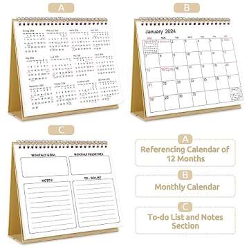 SKYDUE Desk Calendar 2024-2025 for Smart Planning