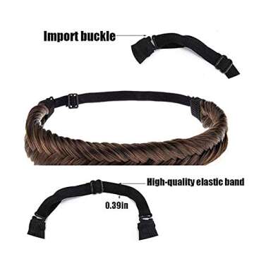 Fishtail Braided Headband for Women - Dark Brown