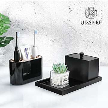 Luxspire Versatile Bathroom Vanity Tray in Elegant Matte Black