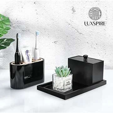 Luxspire Versatile Bathroom Vanity Tray in Elegant Matte Black