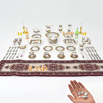 iLAND Elegant Miniature Dollhouse Accessories Set 40-Pcs