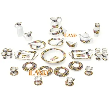 iLAND Elegant Miniature Dollhouse Accessories Set 40-Pcs