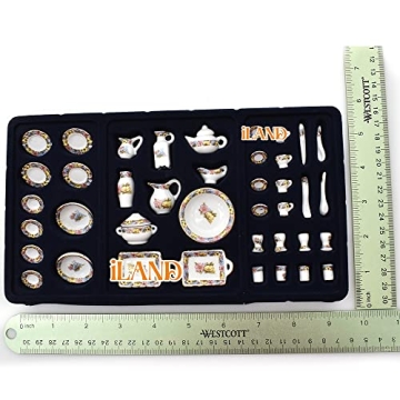 iLAND Elegant Miniature Dollhouse Accessories Set 40-Pcs