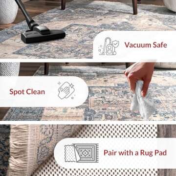 nuLOOM Harriet Vintage Medallion Fringe Area Rug - 5 Square Area Rug Traditional Light Blue/Multicolor Rugs for Living Room Bedroom Dining Room Kitchen