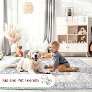 nuLOOM Harriet Vintage Medallion Fringe Area Rug - 5 Square Area Rug Traditional Light Blue/Multicolor Rugs for Living Room Bedroom Dining Room Kitchen