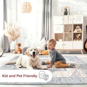 nuLOOM Harriet Vintage Medallion Fringe Area Rug - 5 Square Area Rug Traditional Light Blue/Multicolor Rugs for Living Room Bedroom Dining Room Kitchen