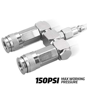 WYNNsky Air Hose Splitter, 2-Way Quick Connect Manifold with 2pcs Universal Type Coupler and 1pc Ind...