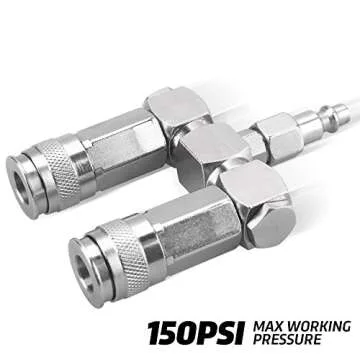 WYNNsky Air Hose Splitter, 2-Way Quick Connect Manifold with 2pcs Universal Type Coupler and 1pc Ind...