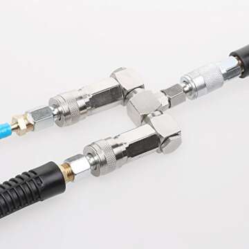 WYNNsky Air Hose Splitter, 2-Way Quick Connect Manifold with 2pcs Universal Type Coupler and 1pc Industrial Type Plug, Swivel Air Compressor Accessories Fittings