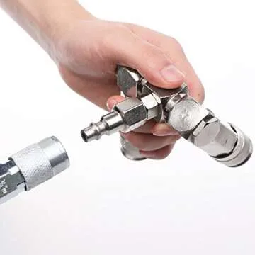 WYNNsky Air Hose Splitter, 2-Way Quick Connect Manifold with 2pcs Universal Type Coupler and 1pc Industrial Type Plug, Swivel Air Compressor Accessories Fittings