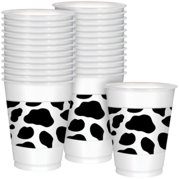 Western Printed Plastic Cups - 16 oz. Pack of 25 - Cowboy Theme Party Cups