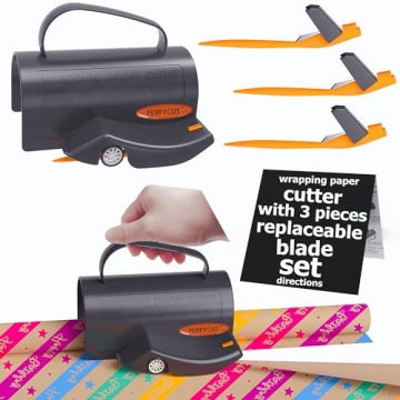 PERFYCUT Wrapping Paper Cutter with 3 Blade Sets for Effortless Gift Wrapping
