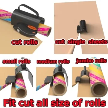 PERFYCUT Wrapping Paper Cutter with 3 Blade Sets for Effortless Gift Wrapping