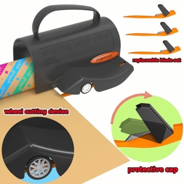 PERFYCUT Wrapping Paper Cutter with 3 Blade Sets for Effortless Gift Wrapping