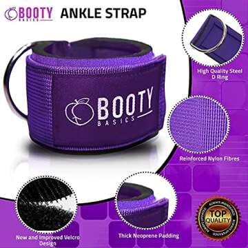 BOOTY BASICS - Fitness Ankle Strap for Cable Machines - Padded Ankle Attachment for Women – for Le...