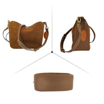 KENOFAR Genuine Leather Small Tote Bags for Women Frosted Leather Armpit, and Vintage Pillow Crossbody Bag Brown