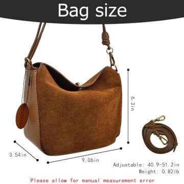 KENOFAR Genuine Leather Small Tote Bags for Women Frosted Leather Armpit, and Vintage Pillow Crossbody Bag Brown