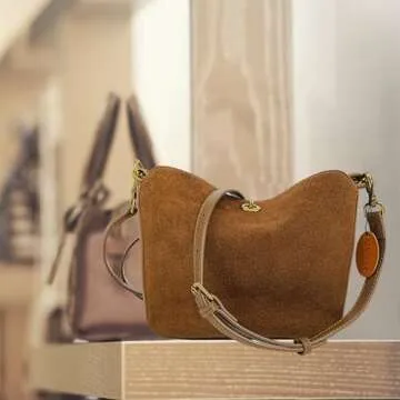 KENOFAR Genuine Leather Small Tote Bags for Women Frosted Leather Armpit, and Vintage Pillow Crossbody Bag Brown