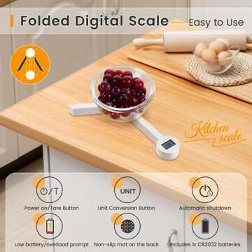 Folding Digital Kitchen Food Scale - Precision & Portability