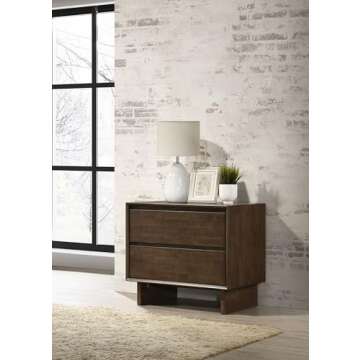 Coaster Home Furnishings Glenwood Transitional Wood 2-Drawer Bedroom Nightstand Bedside Table Organi...