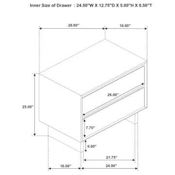 Coaster Home Furnishings Glenwood Transitional Wood 2-Drawer Bedroom Nightstand Bedside Table Organizer Unit Warm Brown 225012
