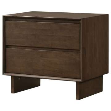 Coaster Home Furnishings Glenwood Transitional Wood 2-Drawer Bedroom Nightstand Bedside Table Organizer Unit Warm Brown 225012
