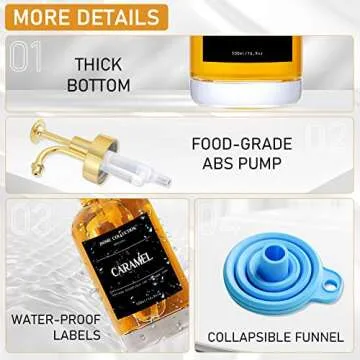 Elegant Coffee Syrup Dispenser Set with Gold Pumps