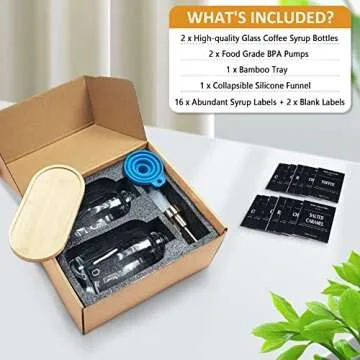 Elegant Coffee Syrup Dispenser Set with Gold Pumps