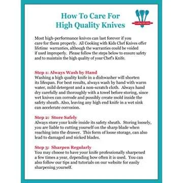 Cooking with Kids - Junior Chef's Knife for Kids (TEAL) - Full Tang, Tapered Demi-Bolster Design, High Performance German Stainless Steel: Real Cooking Tools for Children