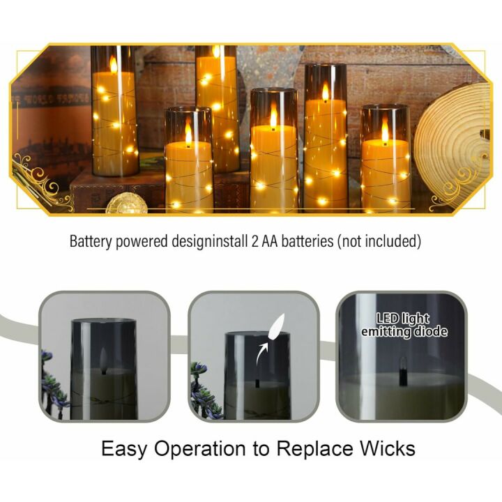 Flameless LED Candles with Timer & Remote - Set of 7