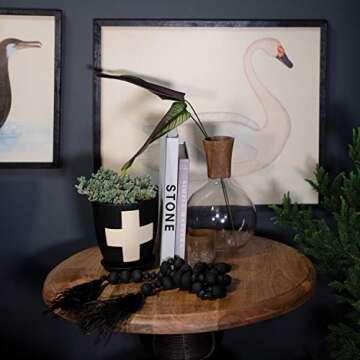 Creative Co-Op Wood & MDF Framed Vintage Reproduction Swan Image, White Wall Décor