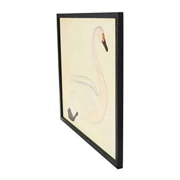 Creative Co-Op Wood & MDF Framed Vintage Reproduction Swan Image, White Wall Décor