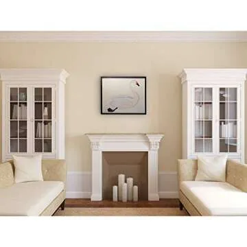 Creative Co-Op Wood & MDF Framed Vintage Reproduction Swan Image, White Wall Décor